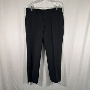 Elite Dress Pants Men's 34 Black Pleated 100% Wool Dry Clean Only